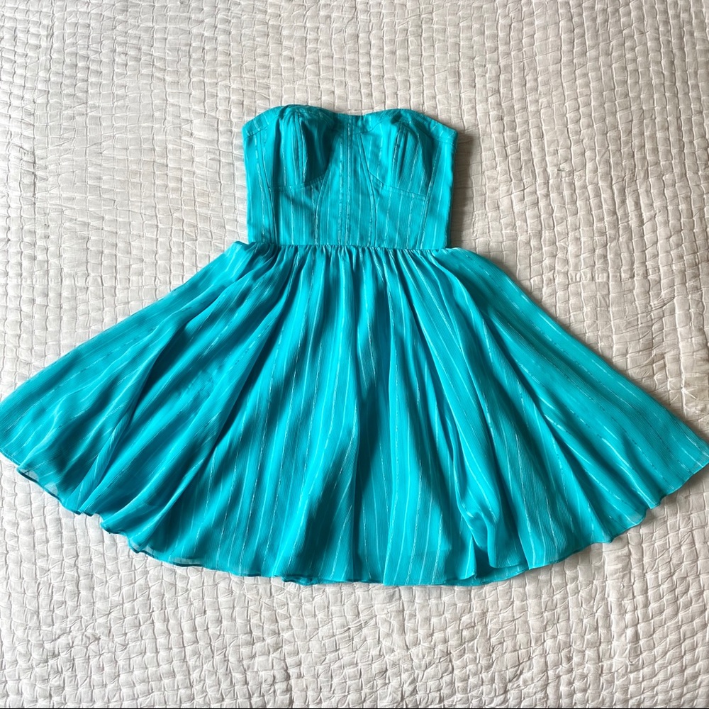 Guess Small Sz 2 Bustier Strapless Dress Aqua Blue